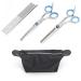 Dog Grooming Scissors Set 3PCS Blue Stainless Steel Pet Beauty Scissors with Storage Bag Pets Grooming Shears with Safety Round Tip for Pet Hair Fur Care (Thinning Shears Curved Scissor Comb)