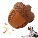 Laroo dog toys dogball squeaker long -lasting natural rubber dog football squeaker throw dog balls cubes for small & large dogs (9.8cm*8.5cm brown)