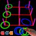 18.2 Inch 3-in-1 Glowing Ring Toss Tic Tac Toe Outdoor Game for Adults and Family blue green