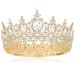 ATODEN Gold Crowns for Women Girls Crystal Crown Princess Tiara Queen Crown Rhinestone Full Round Tiara Gold Headpiece Jewelry Hair Accessories for Wedding Birthday Decorations Party Prom Bridal