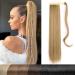 Long straight ponytail extension Magic Paste-Horse-horses extension Wrap Around 22 inches (58cm) synthetic hair part-dark blonde mix blonde m27/613# 110 grams 22inch (56cm) -110g dark blonde mix blonde m27/613#