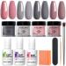 Modelones Dip Powder Nail Kit Starter  4 Colors Gentle Pink Dipping Powder Essential Liquid Set with Base Top Coat Activator for French Nail Art Beginner Manicure DIY Salon All-in-One Beginner Extension Kit Gift