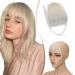 Elailite Clip in Fringe Human Hair Wispy Air Bangs (Super Thin Type) - 100% Real Remy Natural Hair Bangs 5 Inch With Temples Hair Piece 15g - #60 Platinum Blonde