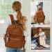 Miss Fong Leather Diaper Backpack - Large Capacity Baby Bag with Travel Bottles Keychain Diaper Pad & Stroller Hook - Brown - Buy Online on GoSupps.com