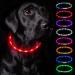Nepfaivy LED Dog Collar USB Rechargeable - Luminous Waterproof Dog Collar with Adjustable Length LED Collar for Dogs with 3 Lighting Modes for Safety Red Silicone - Red