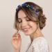 OIIKI Crystal Navy Blue Flower Crown Bridal Headband with Earring - Wedding Hairpiece for Women and Girls - Buy Online on GoSupps.com