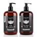 Beard Wash and Conditioner Set (Large 17 oz each), New Beard Growth Formula with Biotin Argan & Jojoba Oils, Smooth Soften Strengthen, Beard Shampoo w/Beard Oil Conditioner Gifts for Men Ocean & Sunflower