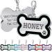 JATEBI Pet ID Tags,Personalized Dog Tags and Cat Tags,Engraved Both Sides Bone Shape Collar Pendant Custom Pet Supplies Engrave Name Number Gift for Cats Puppies Tags L Black