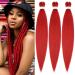 YDDM PRE Stretched Braiding Hair Extensions 26 inch 3packs Extensions Kunsthaar Braids Red Hair extension Art hair for braid extension for braids jumbo braids hair (26 inch red#) 66cm-26 inch (3 Pack) Red#