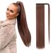 FESHFEN 24" Long Straight Wrap around Ponytail Extensions Synthetic Clip in Ponytail Hair Extensions Hairpiece for Women 24 Inch (Pack of 1) 30/33# Light Auburn-Wrap Around