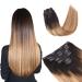 Vlasy Clip in Hair Extensions Human Hair Seamless Hair Extensions Clip in Real Human Hair 7 Pieces Straight Natural Thick Weft Human Hair Clip in Extensions for Women T2/27+T2/60# 14 Inch(70 g) 14 Inch (70 g) T2/27+T2/60#