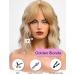 WOKESTAR Golden Blonde Bob Curly Wig 12 with Fringe - Short Synthetic Wavy Wig for Women - Buy Online on GoSupps.com