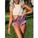 Hilinker Women's High Waisted Ruffle Trim Metallic Shiny Shorts - Small Pink | Perfect for Rave Parties & Club Events - Buy Online on GoSupps.com