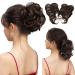SARLA Messy Bun Hair Piece Side Comb Clip in Synthetic Hair Bun Hairpiece for Women Dark Brown Short Curly Wavy Versatile Adjustable Styles Easy Hair pieces Dark Brown-C
