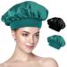 Yiows Silk Bonnet hood for sleeping 2 pieces of hair from silk hair wrapping sleeping hats for women and girls (black cyan) black & cyan
