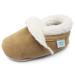 Dotty Fish Suede Baby Slippers. Warm Fleece Lined. Infant Toddler Shoes. Non-Slip Soft Sole. Boys Girls. 0-6 Months - 5-6 Years 12-18 Months Tan