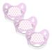 Dentistar Silikon Schnuller 3-Set- Size 2 6-14 months- tooth and jaw-friendly nipple with dental level- BPA-free- Made in Germany- pink stars pink
