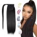 Ponytail Extension Remy Human Hair Ponytail Extensions Human Ponytail Hair Extensions Wrap Around Hair Magic Paste Invisible Soft Straight Ponytail Ponytail Hair Extension(Bruin 14inches 65g) 14inches 65g Bruin