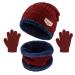 Yutdeng Kids Winter Hat Scarf and Gloves Set Girls Beanie Knitted Snood & Gloves 3 in 1 Super Soft Great Warm Boys 2-10 Years Wine Red