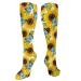 Watercolor-sunflower-yellow-blue-butterfly compression socks for women and men circulation 15 20 mmHg is the best support for sporty running cycling