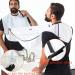 White Shaving Bib with Suction Cups - Salon Care Smock for Men's Grooming - Hair Cutting Apron with Powder Puff - Buy Online on GoSupps.com