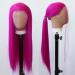Tawarm Long Smooth Rose Red Lace Front Wig - Synthetic Glue-Free High Temperature Fiber for Women - Bright Pink Straight Daily Wear - Buy Online on GoSupps.com