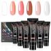 Nude Poly Nail Gel Set Poly Nail Gel Extension, ROSALIND Clear Poly Nail Gel Pink Brown Poly Nail Colors Set Acrylic Extension Nail Gel, 15ML Poly Nail Gel Colors Trendy Nail Art for DIY at Home, 6Pcs Opal