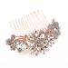 Hapibuy Rose Gold Clear Crystal Bridal Wedding Hair Comb Wedding Headpiece with Extra Hair Pins