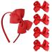 Sibba Red Bow Headband Clip Barrettes 5 Pieces Set Hair Accessories Costume Big Hairbands Children Girls Headdress Makeup for Halloween Christmas Cosplay Party Cheer