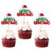 Rsstarxi 24 Pack Merry Grinchmas Cupcake Toppers Red Green Glitter Santa Hat Merry Christmas Cupcake Picks for Grinch Christmas Theme Xmas Holiday Kids Birthday Party Cake Decorations Supplies