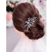 Anglacesmade Bridal Sapphire Crystal Hair Comb Pearl Blue Crystal Leaf Marquise Hair Piece Prom Party Festival Wedding Hair Accessories for Women and Girls (Silver) - Buy Online on GoSupps.com