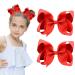 2 Pieces 4" Hair Bow Grosgrain Ribbon Hair Bows with Alligator Clips for Baby Girls Infant Toddlers Kids (Red)