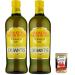 Italian Gourmet E.R. Desantis Olio Extra Vergine di Oliva Classico Set of 2 Cold Extracted Glass Bottles for Cooking and Raw Consumption 1 Litre