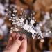 Aukmla Silver Pearl Flower Bride Wedding Hair Comb - Bridal Leaf Headpiece for Women & Girls - Buy Online on GoSupps.com
