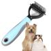 Dog Brush Dematting and Shedding Brush Undercoat Rake Comb for Dogs and Cats Pet Grooming Tool with Double Sided for Removes Knots and Tangled Hair Blue