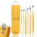 Pleteffect Ear Cleaner Earwax Cleaner Tool Set Innovative Spring Earwax Cleaner Tool Set Portable Ear Cleaning Kit Ear Cleaner Earwax Removal Tools with PU Leather(Yellow)