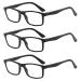 Suertree Reading Glasses 3 Pack Classic Reader Hinge Optics Lightweight Glasses Reading Aid for Women Men 9801 Black +3.5