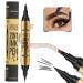 2-In-1 Dual-Ended Eyeliner and Eyebrow Pen with 4-Fork Micro-Fork Precision Brush for Natural Water-Resistant and Long-Lasting Application Suitable for Eyebrows Hairline and Beard