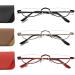 Hubeye 3 Pairs Half Moon Reading Glasses Metal Slim Semi Rimless Eyewear Spring Hinge Ultra Thin Readers for Men Women with glasses holster 1.50 Gold/Red/Black 1.5 Dioptres