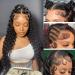 13x4 Deep Wave Lace Front Wigs for Black Women 24Inch HD Transparent Deep Curly Lace Frontal Wigs Human Hair 180% Density Brazilian Deep Curly Frontal Wigs Pre Plucked with Baby Hair Natural Color 24 Inch natural color d...