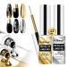 U-Shinein 2x12ml Metallic Painting Nail Gel Liner Gold & Super Silver Metal Painted Drawing Gel Strong Mirror Reflection Nail Art Paint Nail Liner Gel UV Nail Gel with Build in Thin Brush Gold+Ultra-bright Silver