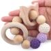 Beech Wooden Teething Toys 4 Pack - Natural Baby Chewable Wood Teethers Set for Soothing Relief - Toddler Gift Jewelry Cloud Cat Star Bird - Buy Online on GoSupps.com