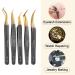 5-Piece Eyelash Extension Tweezers Set for Professional Lashes - Curved Tip Precision Tweezers for Volume Fans, Black Gold - Buy Online on GoSupps.com
