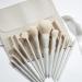 Rownyeon 12pcs White Grey Makeup Brush Set - Professional Synthetic Brushes for Foundation, Blending, Powder, Blush, Concealer, and Eyeshadow - With PU Leather Roll - Buy Online on GoSupps.com