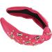Rhinestone Knotted Headband Valentine's Day Headband Women Acrylic Rhinestone Wide Knotted Headband for Festivals (Rose Red) - Buy Online on GoSupps.com