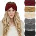 Dreshow 6 pieces of headband women winter crochet headbands knitted chopped ligament headband hair band elastic hair mature ear warmer 6 pack set g-1
