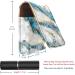 Travel Lipstick Organizer Case | Portable Makeup Bag with Mirror | White Blue Marble Texture - Buy Online on GoSupps.com