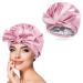 Arqumi Reusable Bath Cap for Women Men Waterproof Double-Layer Shower Cap with Ribbon Bow Large Elastic Hair Bonnet for Long Thick Hair Pink C Shower Cap (1PCS) Pink