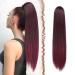 Feshfen Pferchwanz Extensions with cord strain long straight braid cord strip ponytail hair stretching hair extensions synthetic drawstring ponytail extension for women 70 cm black and burgundy black and burgundy tips - cord strain -70 cm 70 cm (1 Pack)