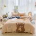 Cute Cartoon Bear Panda Applique Embroidery Velvet Fleece Bedding Set Singl Double Queen King Duvet Cover Bed Sheet Pillowcases Bedding Set (C 4pcs) - Buy Online on GoSupps.com